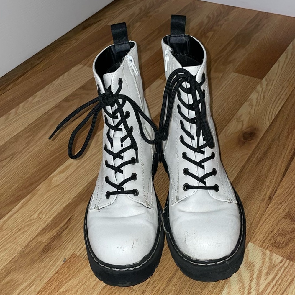 UnionBay white combat boots